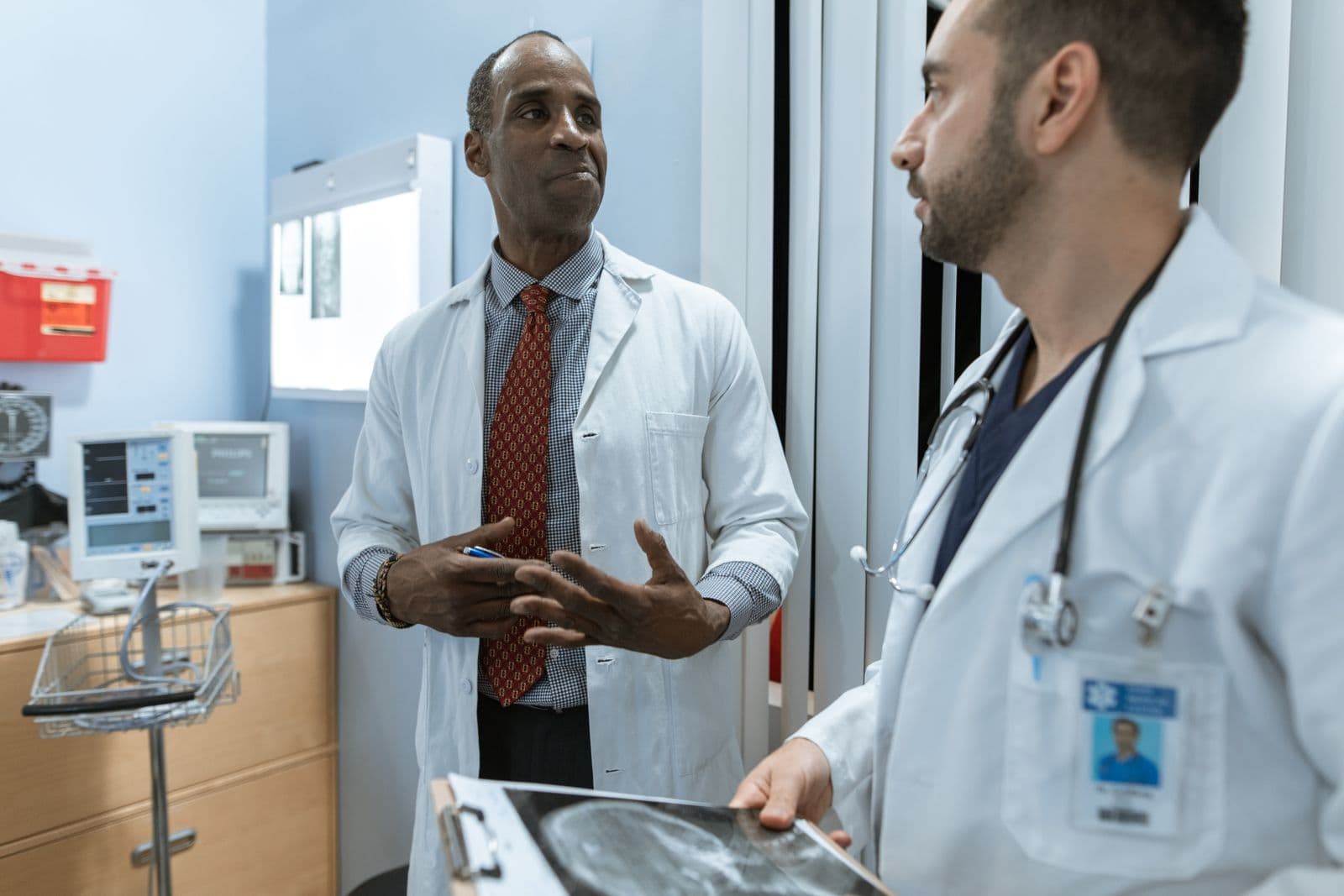 Two doctors reviewing an X-ray together