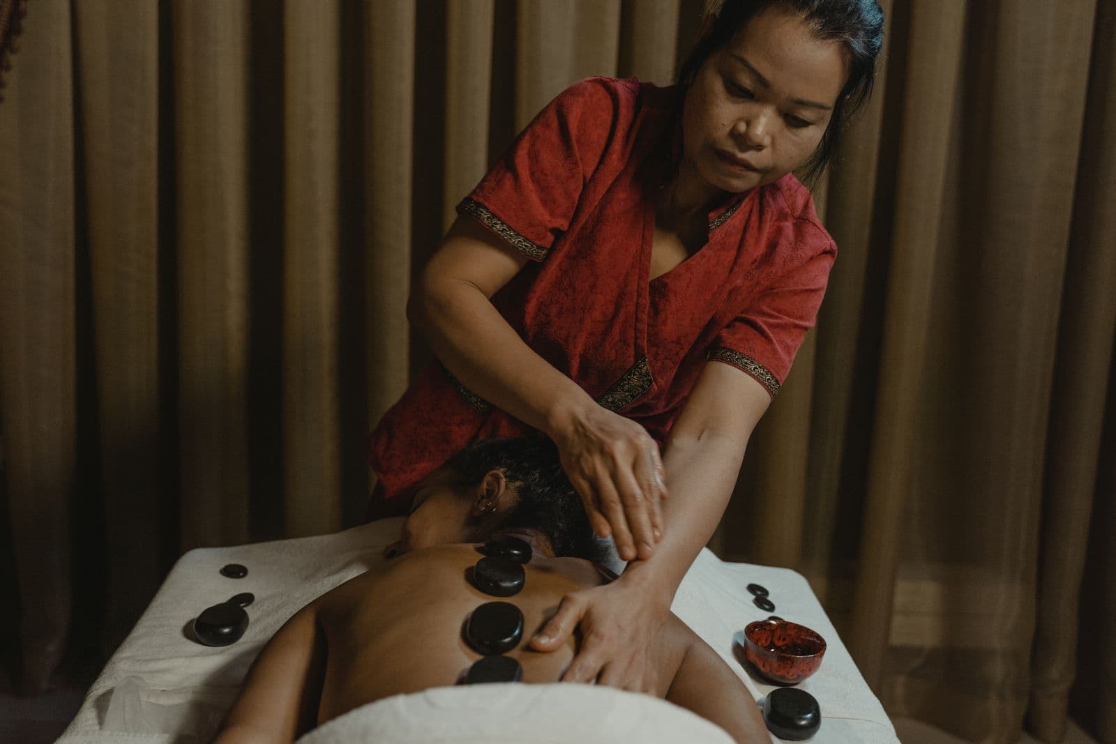 Hot stone massage room