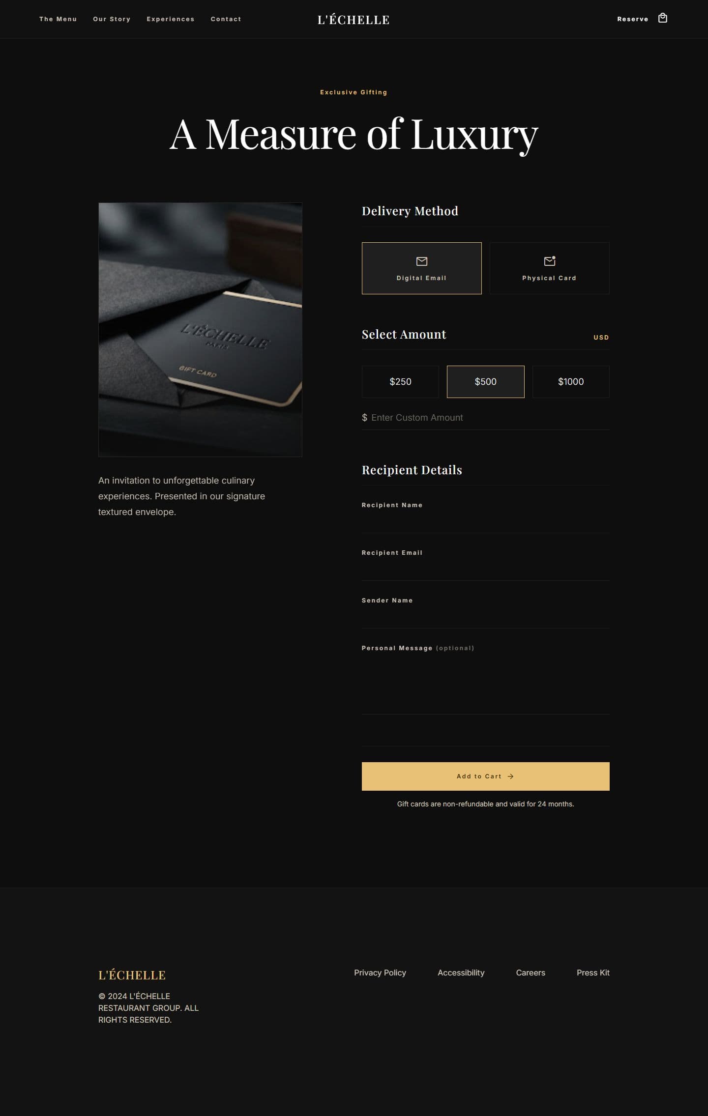 L'Échelle Gift cards design