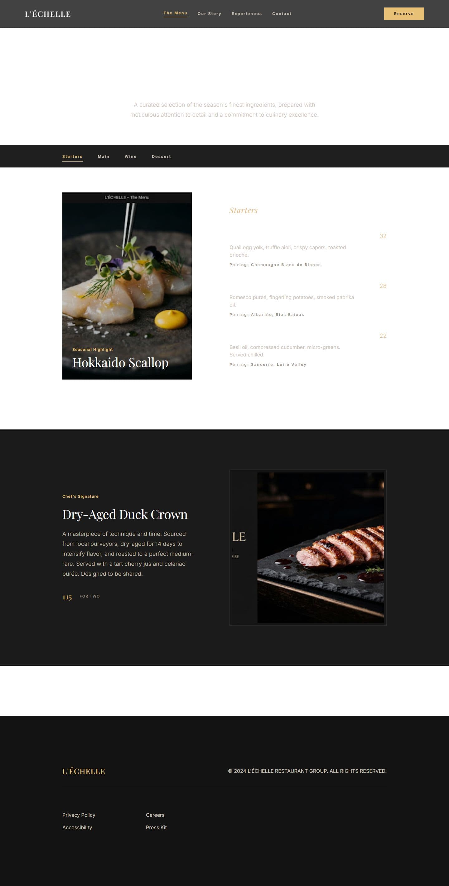 L'Échelle The menu design