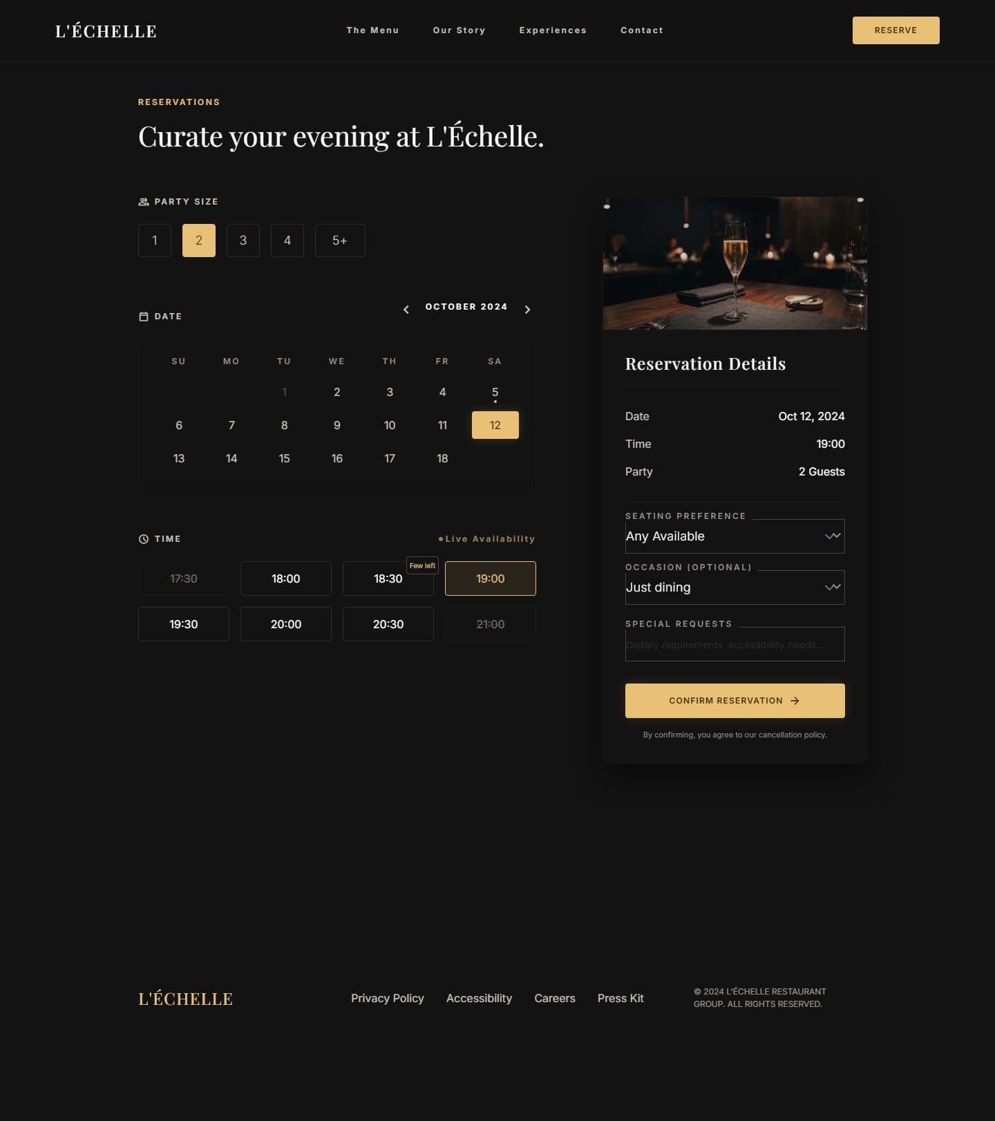 L'Échelle Reservations design