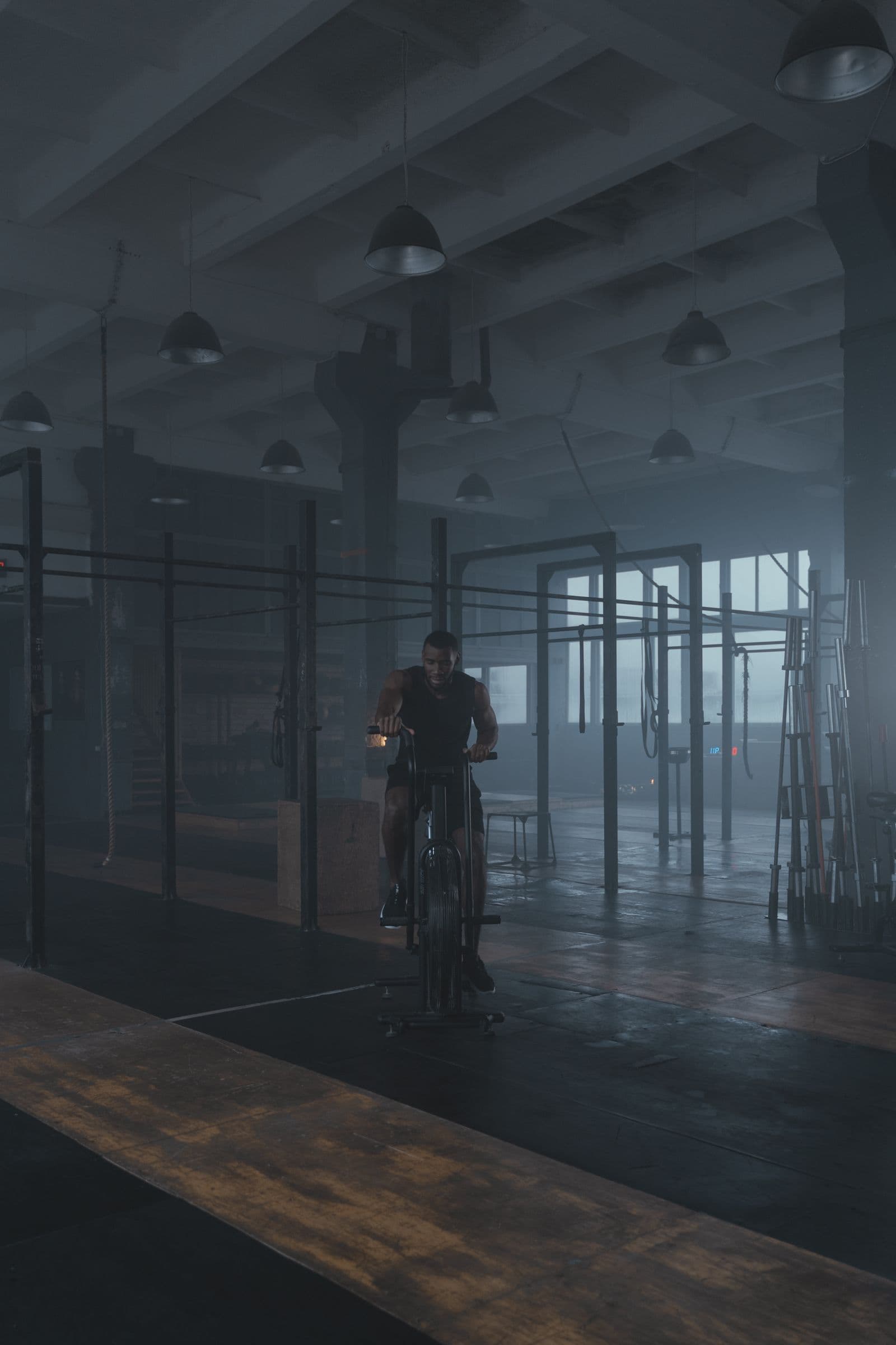 Athlete on an air bike